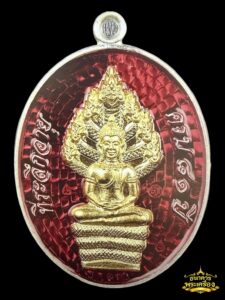 เหรียญเจริญพร ไตรมาส ปี 2560 เนื้อเงินหน้ากากทองคำลงยาพื้นแดง